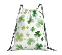 Shamrock Drawstring Bag Sport Sack Clover Drawstring Gym Bag for Kids Adults Water-Resistant Swimming String Backpack for Fitness Running Yoga Travel