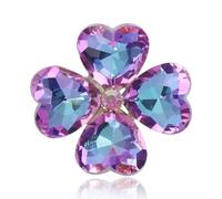 Shamrock Four Leaf Clover Brooch Pin St. Patrick's Day Lucky Irish Clover Lapel Pins Crystal Flower Decor Elegant Dress Boutonniere Corsage for Hat Bag Suit Tie Jewelry Gift for Women Men (Purple)