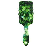 Shamrock Galaxy] Clover Saint Patrick Green Paddle Brush Hair Brush, Plastic Soft Nylon Pins Air cushion comb, Detangle Anti-Static Dry Wet Hair Hairbrush for Smoothing Women Men Hair