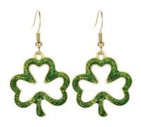 Shamrock Green Dangle Earrings Lucky St. Patrick's Day Earrings for Women Trendy Glitter Shamrock Earring Irish Holiday Jewelry Gift for Women, 1, Metal, No Gemstone