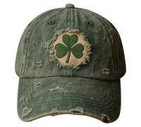 Shamrock Hat for Men and Women Funny Clover Embroidered Print St Patrick's Day Baseball Cap Unisex Cotton Irish St Paddys Day Trucker Hat Distressed Vintage Ireland Green (Green, One Size)