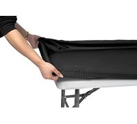 Shamrock Home Polyester 6ft Fitted Tablecloth, Elastic Rectangle Table Cover, Table Cloth, Fitted Table Covers for 6 Foot Tables, Picnic Table Cover Indoor Outdoor, Washable 72x30 inch, Black