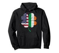 Shamrock Hoodie, Irish American Flag St Patricks Day Pullover Hoodie