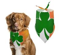 Shamrock Icon on Ireland Flag Cute Dog Bandanna Scarf Printed Adjustable Triangle Pet Kerchief for Dogs And Cats