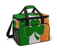 Shamrock Icon on Ireland Flag Insulated Cooler Bag For Beach Travel Lunch Box Leak-Proof Lunch Coolers Funny