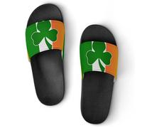 Shamrock Icon on Ireland Flag Men's Slide Sandal Non Slip Shower Shoes Bathroom Slippers for Pool Beach 44 (270mm)