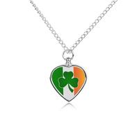 Shamrock Icon on Ireland Flag Personalized Pet Urn Necklace Keepsake Urn Pendant Cremation Jewelry Gifts for Dog Cat Lover