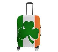 Shamrock Icon on Ireland Flag Printed Luggage Case Cover Travel Baggage Suitcase Protector for Business Holiday Fit 19-32 Inch Luggage