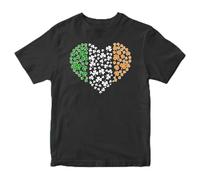 Shamrock Ireland Flag Heart Girls T Shirt St Patricks Day Girls T Shirt Kids Tee Irish Shamrock Top Paddys, 9-11 Years, Black