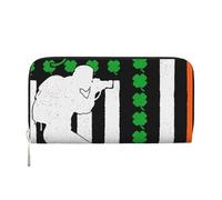 Shamrock Irish American Flag St Patrick's Day PU Leather Wallet for Women Men Credit Card Wallet Long Clutch Purse Around Zipper Wallets