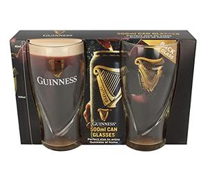 Shamrock Irish Gifts Guinness 500ml Can Glasses 2 Pack with Embossed Harp Logo Design