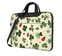 Shamrock Ladybugs Laptop Bag for 15.6 inch, 4 Leaf Clover Laptop Case Sleeve with Shoulder Strap,Portable Shockproof Protective Computer Carrying Cover Briefcase for Women Men