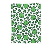 Shamrock Leopard Print St.Patrick's Day Blanket for Women Girls St.Patrick's Day Gifts for Adults Kids Soft Lightweight Plush Flannel Blankets for Bedding Sofa Travel Decor 80"x60"