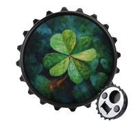 Shamrock Lucky Charm Bottle Opener Round Fridge Magnets Beverage Beer Magnetic Bottle Cap Opener for Fridge, Kitchen, Office