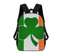 Shamrock on Ireland Flag Fashion Backpack 17 Inch Simple Laptop Bag Travel Hiking Camping Daypack
