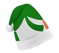 Shamrock on Ireland Flag Funny Santa Hat Plush Christmas Hats Party Headwear for Holiday New Year