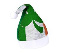 Shamrock on Ireland Flag Funny Sequin Santa Hat Plush Christmas Hats Party Headwear for Holiday New Year
