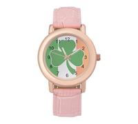 Shamrock on Ireland Flag Women's Wrist Watches Analogue Leather Strap Quartz Watch Fashion Accessories