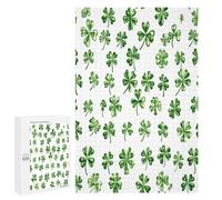 Shamrock Plaid St. Patrickses Day Vertical Wooden Puzzles for Adults Colorful Jigsaw Puzzle Home Decors Gift 1000 PCS