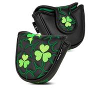Shamrock Putter Cover, Golf Club Cover with Strong Magnetic Closure, PU Leather Waterproof Shamrock Golf Putter Mallet Cover Golf Accessories (Mallet Putter)