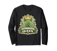 Shamrock Queen Crown Shirt Royal Clover St Patricks Day Long Sleeve T-Shirt