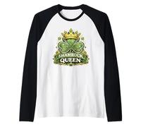 Shamrock Queen Crown Shirt Royal Clover St Patricks Day Raglan Baseball Tee
