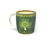 Shamrock Spiral Ireland Mug with A Green and Yellow Celtic Design