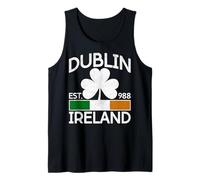 Shamrock St. Patricks Day Dublin Ireland Flag Est 988 Irish Tank Top