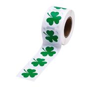 Shamrock Stickers Roll, 500pcs Self-Adhesive DIY Labels for Packaging Holiday Decals, Irish Stickers Paper Stickers for St. Patrick's Day Party Decorations