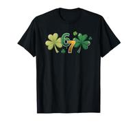 Shamrock with St Patrick's Six Seven Meme Trendy Four Leaf T-Shirt