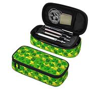 Shamrocks Green Leaf Clover Pencil Case Large Capacity Zipper Pencil Pouch Soft Pen Bags Portable Pencil Holder Multifunctional Stationery Box Travel Makeup Bag for Women Girls Men Boys