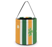 Shamrocks Irish Flag Clover Cute Halloween Tricking Or Treating Bag Candy Bucket Tote Gift Storage Bags