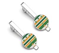 Shamrocks Irish Flag Clovers 1 Pair Men's Tie Clips Lightweight Necktie Tie Bars for Business Wedding Suit