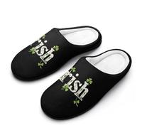 Shamrocks Irish St Patricks Day Breathable Slippers Women Slip On Winter Warm House Slippers Shoes Bedroom 7-8(39-40