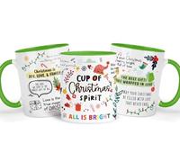 Shamsco Cup of Christmas Spirits Mug - 'Christmas is Love & Family' - Festive Gift for Holidays - Coffee/Tea Cup - Christmas Decoration (Green)