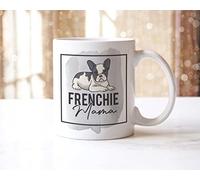 Shamsco Frenchie Mama French Bulldog Mug & Coaster Set - 11oz (325ml) Ceramic Mug, Multicoloured Animal Print, Glossy Finish, 2 Items, Home, Casual, Hand Wash Only