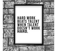 Shamsco Hard Work Beats Talent Inspirational Positive Quote Poster Print Wall Art(A2 - (420 x 594mm))