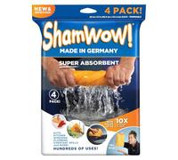 ShamWow 4pk (20"x27") Shammy Super Absorbent Multi-Purpose Home Cleaning, Chamois Towel for Cars, Lint-Free, Streak-Free & Scratch-Free, Holds 10x Its Weight, Machine Washable, Orange