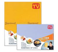 ShamWow The Original Super Absorbent Multi-Purpose Cleaning Shammy Chamois Towel Cloth - Holds 10X its Weight in Liquid - Machine Washable - Will Not Scratch (2 Pack: 1 Large Orange & 1 Small Blue)