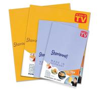 ShamWow The Original Super Absorbent Multi-Purpose Cleaning Shammy Chamois Towel Cloth - Holds 10X its Weight in Liquid - Machine Washable - Will Not Scratch (4 Pack: 2 Large Orange & 2 Small Blue)