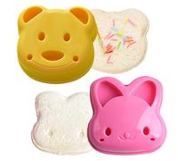 ShaMyiuCnz 2 Pcs Bunny Shaped Children's Bread Cutter Bear Shape Sandwich Bread Cake Mold Yellow and Pink Sandwich Cutter for Kids for Parent-Child Activities