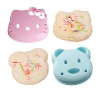 ShaMyiuCnz 2 Pcs Sandwich Cutter Cat Shaped Children's Bread Cutter Bear Shape Sandwich Bread Cake Mold for Kids for Parent-Child Activities (Blue and Pink or Yellow and Pink) (Pink and Blue)