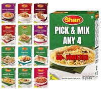 Shan Spice Mix Customisable Spice Selection Pick & Mix Any 4 - Choose from Ground Spices, Masala Blends, Seasonings and Curry Powder, Biryani Kebab BBQ Seasoning Mix Variety 50+ Selection (Pack of 4)