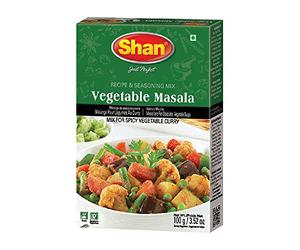 Shan Vegetable Masala Recipe and Seasoning Mix 3.52 oz (100g) - Spice Powder for Spicy Vegetable Curry - Suitable for Vegetarians - Airtight Bag in a Box (Pack of 24)