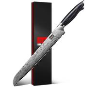 SHAN ZU 10" Premium Bread Knife in Powder Steel, Japanese Serrated Kitchen Knives High Carbon 63 HRC Bread Slicer Knives Professional 12°Sharp Longer Blade Chef Pastry Knife with Comfortable Handle