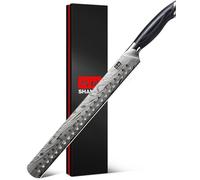SHAN ZU 12" Carving Knife in Powder Steel Japanese Brisket Knife for Meat Cutting, Turkey and BBQ, 12° Sharp Longer Blade Kitchen Slicing Knives with Ergonomic Pakkawood Handle