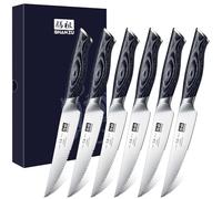 SHAN ZU 6 PCS Steak Knife Set 4.5 Inch Japanese Serrated Kitchen Knives