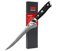 SHAN ZU Damascus Filleting Knife 7 Inch, Japanese Damascus Boning Knife 67 Layers Professional Fish Knife Sharp High Carbon Super Steel Kitchen Knife with Ergonomic G10 Glass Fiber Handle