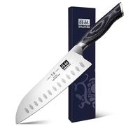SHAN ZU 7 Inch Santoku Knife, Japanese Chef Knife Kitchen Knife, Super Steel Sharp Vegetable Meat Cooking Knife with K133 Ergonomic Handle- Genbu Series