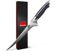 SHAN ZU Boning Knife 18cm Powder Steel Filleting Knife | Ultra Sharp 12° Blade Japanese Fish Fillet Knives with Ergonomic Full Tang Natural Wood Handle for Kitchen